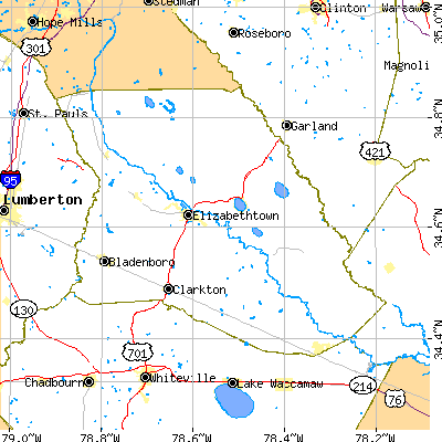 Bladen County close-up map