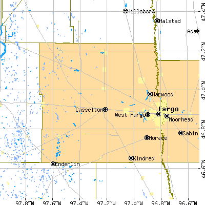 Cass County close-up map