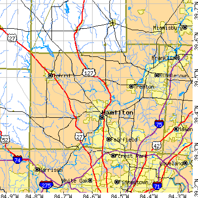 Butler County close-up map