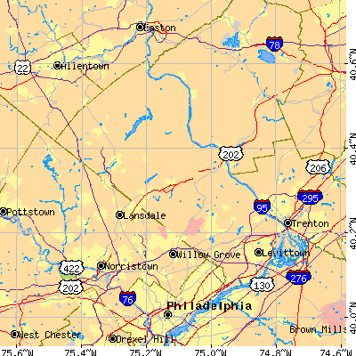 Bucks County close-up map