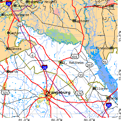 Calhoun County close-up map