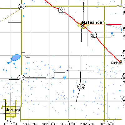 Bailey County close-up map