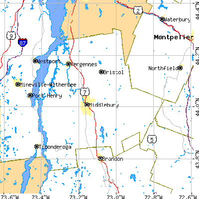 Addison County close-up map