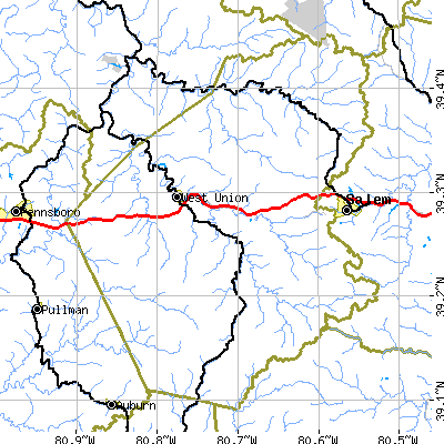 Doddridge County close-up map