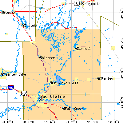 Chippewa County close-up map