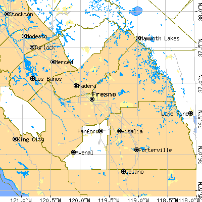Fresno County close-up map
