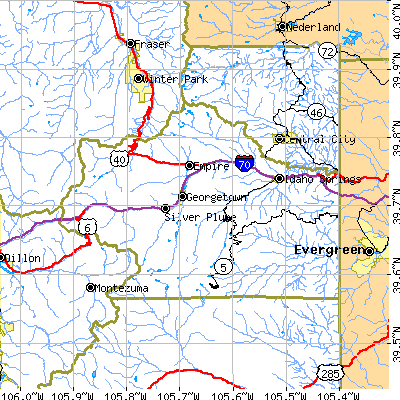 Clear Creek County close-up map