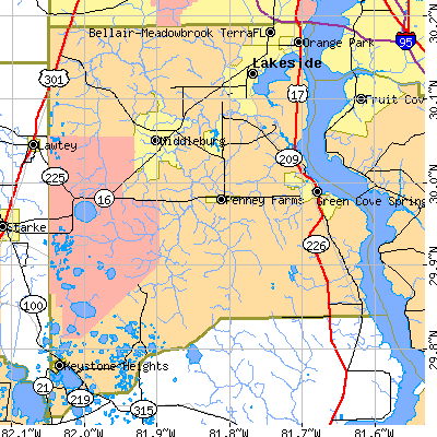 Clay County close-up map