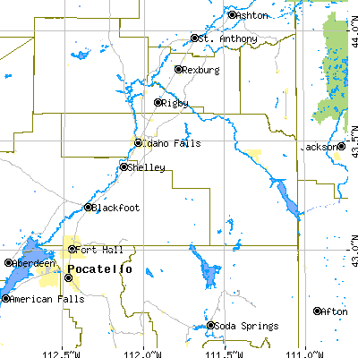 Bonneville County close-up map