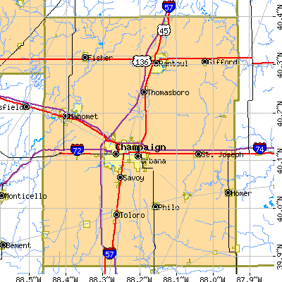 Champaign County close-up map