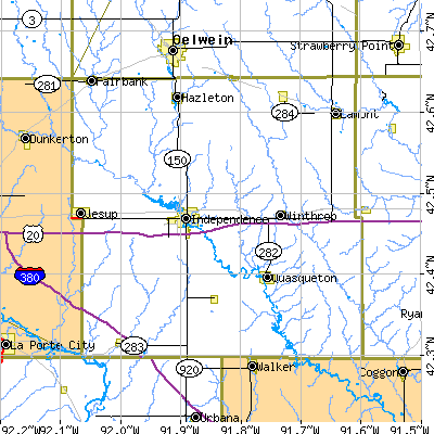 Buchanan County close-up map