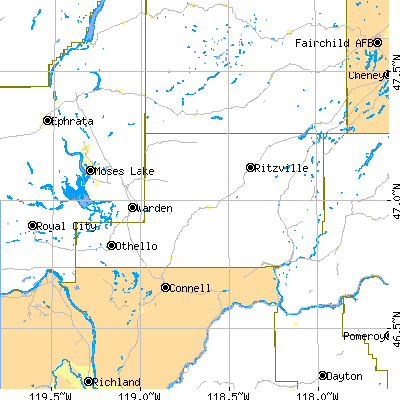 Adams County close-up map