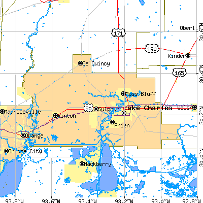 Calcasieu Parish close-up map