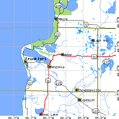 Benzie County close-up map
