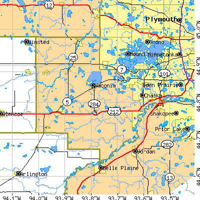 Carver County close-up map