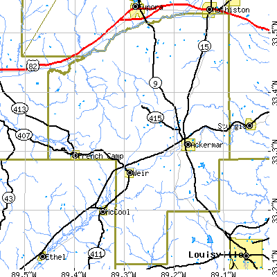 Choctaw County close-up map