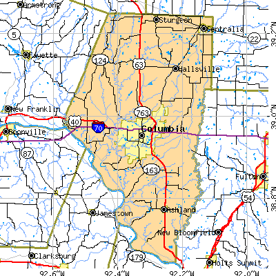 Boone County close-up map
