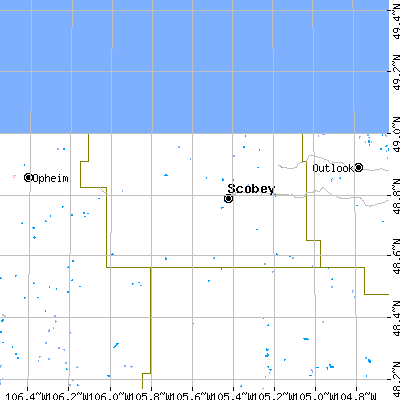 Daniels County close-up map