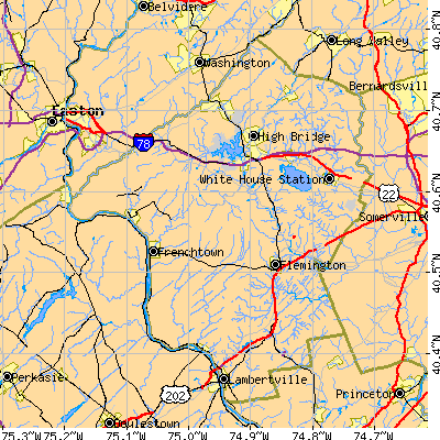 Hunterdon County close-up map