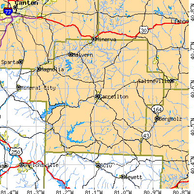 Carroll County close-up map