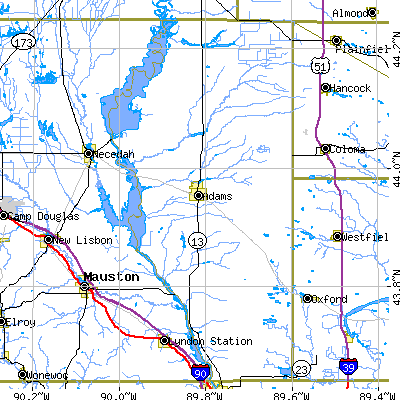 Adams County close-up map