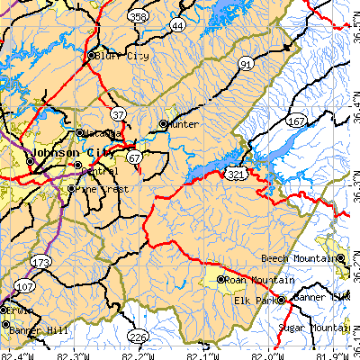 Carter County close-up map