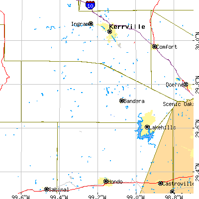 Bandera County close-up map