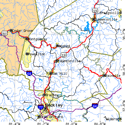 Fayette County close-up map
