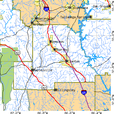 Chilton County close-up map