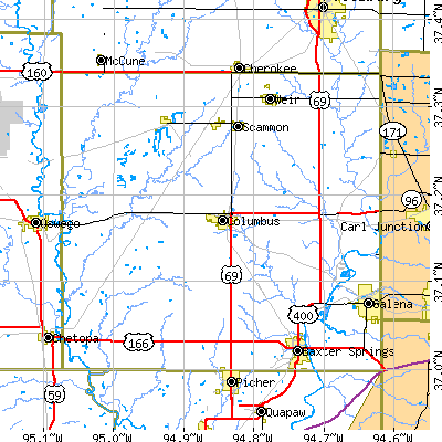 Cherokee County close-up map