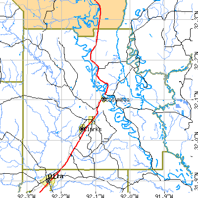 Caldwell Parish close-up map