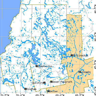 Piscataquis County close-up map