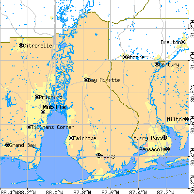 Baldwin County close-up map