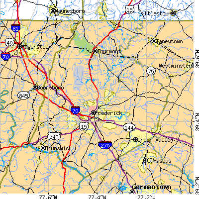 Frederick County close-up map