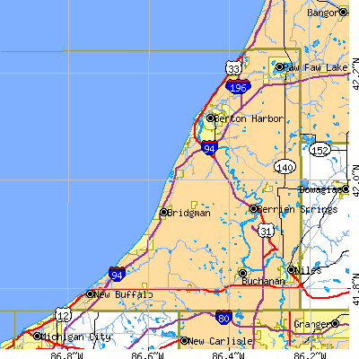 Berrien County close-up map