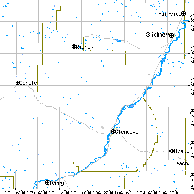 Dawson County close-up map