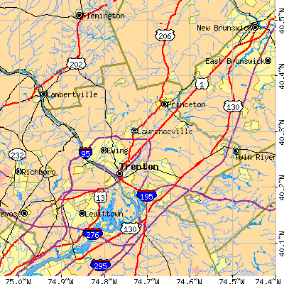 Mercer County close-up map