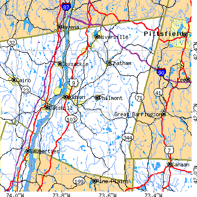 Columbia County close-up map