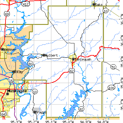 Cherokee County close-up map