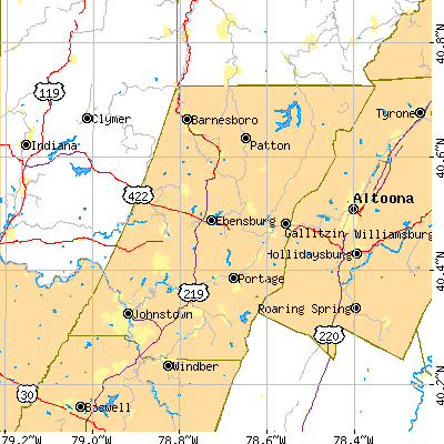 Cambria County close-up map