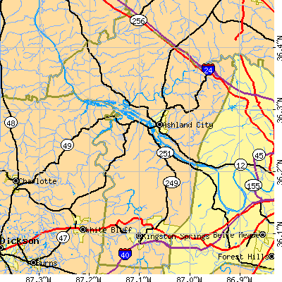Cheatham County close-up map