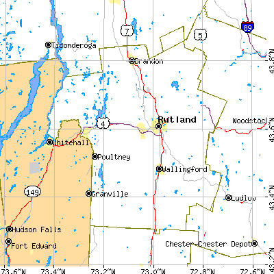 Rutland County close-up map