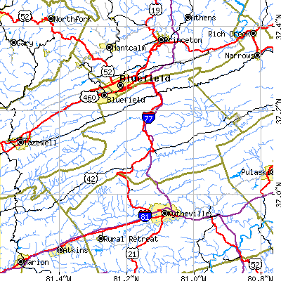 Bland County close-up map