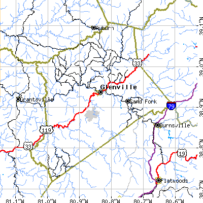 Gilmer County close-up map