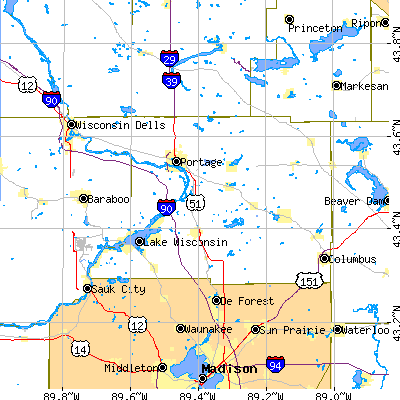 Columbia County close-up map