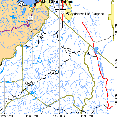 Alpine County close-up map