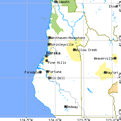 Humboldt County close-up map