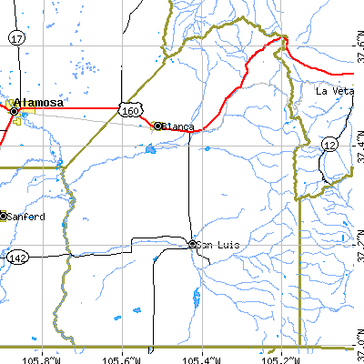 Costilla County close-up map