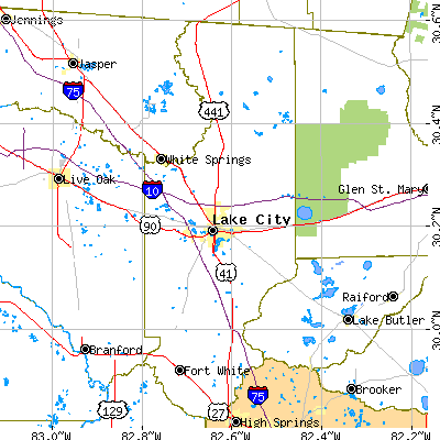 Columbia County close-up map