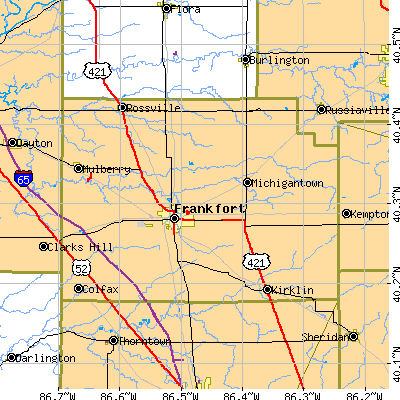 Clinton County close-up map